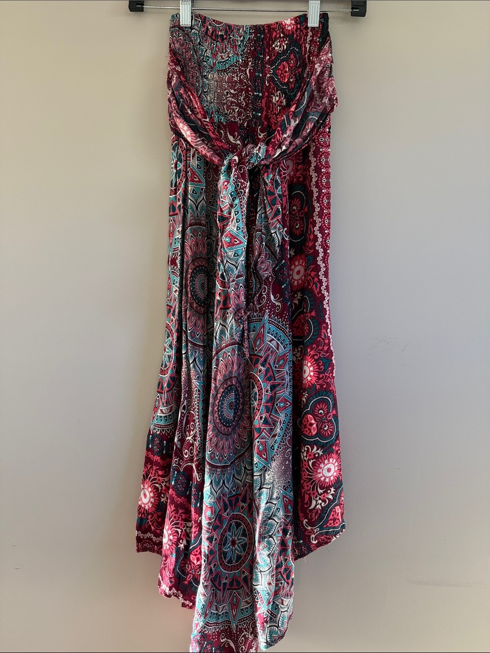 India Boutique Burgundy & Teal Boho Maxi Skirt